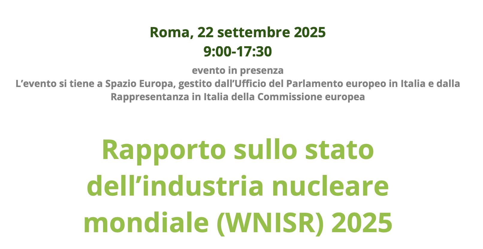 Rapporto sullo stato dell’industria nucleare mondiale (WNISR) 2025